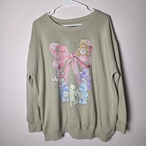 Torrid Care Bears Oversized Sweatshirt 1X Taupe Cozy Graphic Pullover